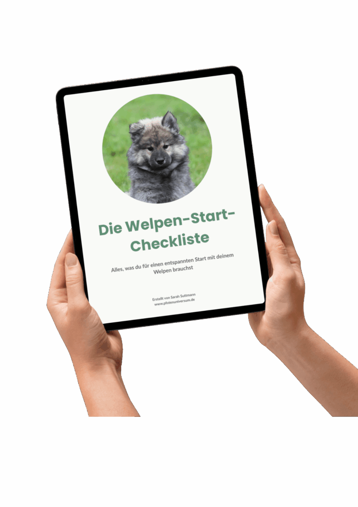 Titelbild als Mockup meiner kostenlosen Welpen-Checkliste